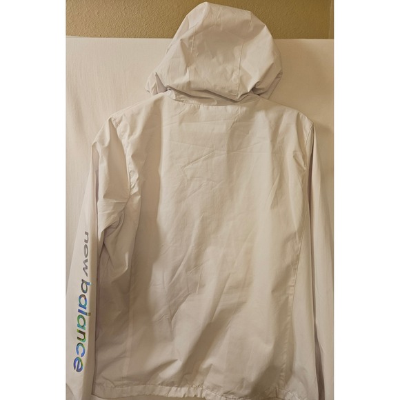 New Balance Womens White Iridescent Holographic Hooded Windbreaker Jacket Large - Picture 7 of 10